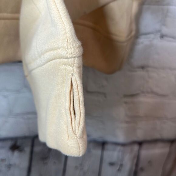 Micoson Fleece Lined Yellow Hoodie 1/2 Zipper Cropped Thumb Hole size xl - Picture 4 of 7